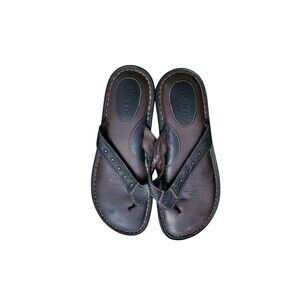 BORN Brown Leather Flats Slides Sandals Shoes US 9